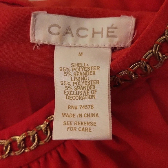 CACHE Red Gold Chain Neck Sheath Dress - Picture 6 of 6